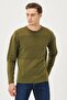 Men's Open Khaki Standard Fit Normal Cut Crew Neck Knitwear Sweater Without Pilling