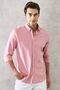 Men's Claret Red Slim Fit Narrow Cut Button Collar 100% Cotton Plain Casual Shirt - 4