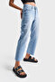 Blue Cropped Cotton Denim Women's Trousers - 100% Alimentación
