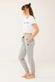Women's Cotton Elastic Leg Gray Melange Pajama Bottoms - 2