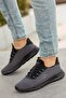 Men's Black Smoked Casual Lightweight Comfortable Lace-up Sneakers Mesh Orthopedic Sneakers - 2
