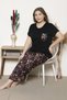 Plus Size Claret Red Colored Patterned Short Sleeve Oversize Pajamas Set B-15
