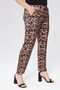 Plus Size Leopard Pattern Elastic Waist Pocketed Crepe Scuba Carrot Cut Elegant Trousers-Brown - 6