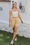 Apricot Color - Short Leg Muslin Shorts with Double Pockets and Elastic Tie Waist - 5