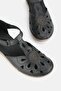 Women's Black Genuine Leather 35-41-42 Number Strapped Flat Wedge Heels Side Open Sandals - 2