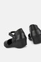 Women's Black Genuine Leather 35-41-42 Size Padded Heel Side Open Sandals - 4
