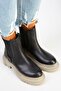 Emma Women's Genuine Leather Black Beige Boots with Double Sides Elastics - 2