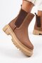 Emma Women's Genuine Leather Double Sided Elastic Tan Boots - 5