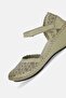 Women's Green Genuine Leather 35-41-42 Size Padded Heel Side Open Sandals - 6