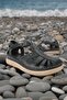 Women's Black Genuine Leather 35-41-42 Number Strapped Flat Wedge Heels Side Open Sandals - 7