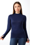 Women's Finger Detailed Bodysuit 21756 Dark Blue - 2