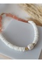 Real Pearl & Salmon Color Cracked Natural Stone Necklace Valentine's Day Gift Mother's Day Special Design - 4