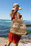 Cote Women - Nude Green Knitted Straw Imported Beach Bag