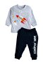 Baby Boy Rocket Embroidered Seasonal Baby Set - Printed Space Patterned Top and Bottom Baby Set