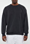 Antrasit Oversize/Geniş Kesim Fit İçi Polar/Sıcak Tutan Sweatshirt TMNAW23SW00190 - 3