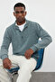Emerald Green Casual Slim Wool Half Turtleneck Slubbed Knitwear Sweater Tmnaw21Kz0394
