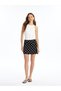 Narrow Fit Polka Dot Linen Blended Women's Skirt