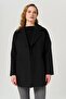 Snap Closure Low Sleeve Oversize Coat Black 3749 - 3