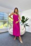 Aerobin Fabric Long Fuchsia Dress with Adjustable Straps