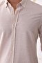 Giza Men's Beige-White Linen Look Cotton Slim Fit Button-Down Collar Striped Shirt - 2