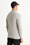 Men's Gray Melange Slim Fit Slim Fit Half Turtleneck Cotton Jacquard Knitwear Sweater - 6