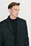 Men's Black Standard Fit Regular Cut Mono Collar Patterned Coat - 5