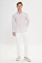 Men's White-Mink Slim Fit Slim Fit Classic Lapel Cotton Dobby Shirt - 2