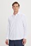 Men's White 2-Piece Slim Fit Slim Cut Cotton Classic Lapel Pearlescent Shirt - 5