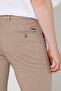 Men's Beige Slim Fit Slim Fit Side Pocket Cotton Diagonal Patterned Flexible Trousers - 5