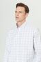 Men's White-Khaki Comfort Fit Relaxed Fit 100% Cotton Classic Collar Dobby Shirt - 4