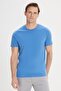Men's Indigo Slim Fit Slim Fit 100% Cotton Crew Neck T-Shirt