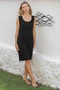 Black U-Neck Sleeveless Washable Woven Casual Muslin Dress - 2
