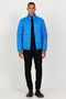 Men's Blue Standard Fit Regular Cut Stand Collar Ultra Light Fiber Filled Coat - 2