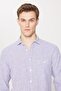 Men's Navy Blue-White Linen Comfort Fit Relaxed Fit Classic Lapel Striped Shirt - 4