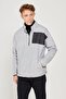 Men's Gray Melange Oversize Loose Cut Stand-Up Bato Collar Pocket Detailed Zipper Warm-Keeping Fleece Sweatshirt - 4