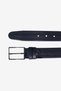 Men's Black-Navy Blue Special Wooden Gift Boxed 2-Piece Casual Belt Set Groom's Pack - 3