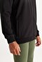 Men's Black Slim Fit Slim Fit Hooded Cotton Sweatshirt Jacket - 5
