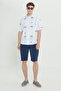 Men's Navy Blue Linen Comfort Fit Relaxed Cut Shorts with Side Pockets