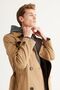 Men's Beige Standard Fit Regular Cut Shirt Collar Cotton Trench Coat - 6