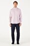 Men's Navy Blue Slim Fit Narrow Cut Gabardine Fabric Patterned Cotton Elastic Waist Trousers - 5