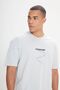Men's Light Gray Long Fit Slim Fit Crew Neck 100% Cotton Printed T-Shirt - 3