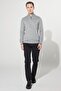 Men's Gray Standard Fit Regular Cut Stand-Up Bato Collar Raised Soft Textured Knitwear Sweater - 4
