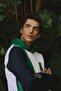 Men's White-green Standard Fit Regular Cut Hooded Cotton Striped Sweatshirt - 2