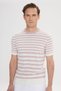 Men's Dried Rose-Ecru Slim Fit Slim Fit 100% Cotton Striped Crew Neck Knitwear T-Shirt