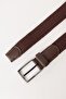 Men's Brown Casual Faux Leather Knitted Jean Denim Belt - 2