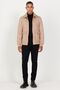 Men's Beige Standard Fit Regular Cut Shirt Collar Suede Look Coat - 5