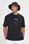 Men's Black Long Fit Slim Fit Crew Neck 100% Cotton Printed T-Shirt