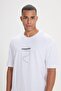 Men's White Long Fit Slim Fit Crew Neck 100% Cotton Printed T-Shirt - 3