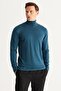 Men's Petrol Standard Fit Normal Cut Full Turtleneck Knitwear Sweater