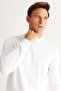Men's Cream Non-Pilling Standard Fit Normal Cut Crew Neck Knitwear Sweater - 5